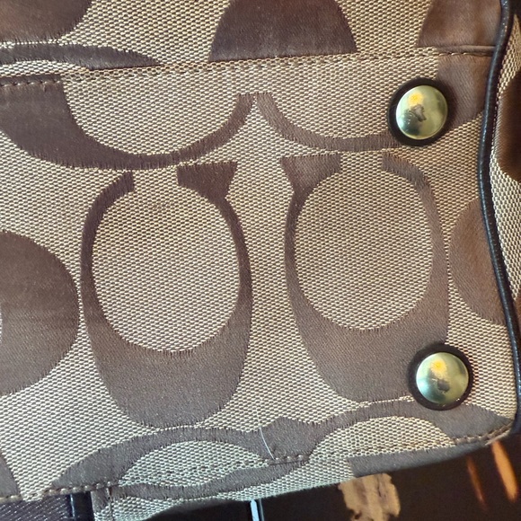Coach Signature Stripe Brown Satchel - Picture 5 of 11